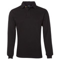 Black long sleeve rugby shirt with collar and button placket