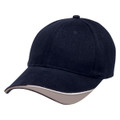 Navy structured cotton cap with grey contrast underbrim and white piping detail