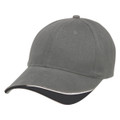 Charcoal grey structured cotton cap with black contrast underbrim and white trim piping