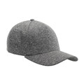 Heather grey perforated snapback cap with curved brim and structured six-panel crown