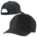 Charcoal polycotton 5-panel cap with curved brim and adjustable fabric strap closure