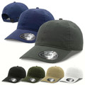 Unstructured cotton twill caps in navy, olive green, black, tan and white with curved brims and adjustable back straps