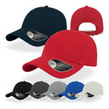 Chino cotton twill caps in navy, red, black, charcoal, grey, royal blue and stone with curved peak and adjustable back closure