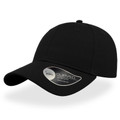 Atlantis black chino cotton twill six-panel cap with curved visor and structured crown
