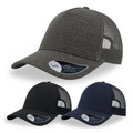 Atlantis jersey trucker cap in charcoal marl, black, and navy with mesh back and mid visor