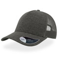 Atlantis charcoal marle jersey trucker cap with mesh back panels and mid-profile structured visor