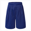 Royal blue athletic shorts with textured mesh fabric and elasticated waistband