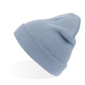 Dusty blue knit cuffed beanie with ribbed fold-up brim and smooth crown panel