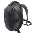Black 20L laptop backpack rear view showing mesh padded shoulder straps, top carry handle and zip pockets