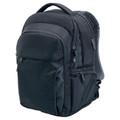 Black Stormtech laptop backpack with multiple zip compartments, structured panels and side mesh pocket
