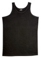 Black regular fit sleeveless singlet with round neckline and smooth cotton fabric