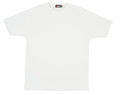 White mens fitted crew neck t-shirt flat lay with short sleeves and smooth front panel