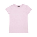 Pale pink women's fitted tee with crew neck and short sleeves on white background