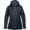 Women's navy blue technical 3-in-1 system jacket with adjustable hood, chest zip pockets and charcoal hardware detailing