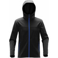 Men's Water-Repellent Softshell Hooded Jacket - Black/Azure Blue