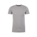 Heather grey men's crew neck CVC tee with short sleeves and smooth flat front chest panel