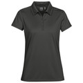 Charcoal grey women's performance polo with tone-on-tone buttons and smooth H2X-DRY piqué front panel
