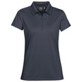 Women's slate navy H2X-DRY pique performance polo with three-button placket and ribbed collar