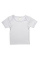 White organic cotton baby t-shirt with envelope shoulder seams and short sleeves