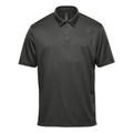 Graphite men's performance polo shirt with three-button placket, spread collar, and smooth technical fabric construction