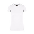 White women's crew neck t-shirt with short sleeves and smooth cotton construction