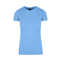 Sky blue women's fitted crew neck t-shirt with short sleeves and smooth cotton construction