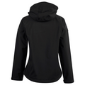 Black Charcoal ASPEN Women's Soft Shell Hooded Jacket, featuring a weather-resistant outer shell, integrated hood for extra protection, and a soft fleece lining with a contoured feminine fit.
