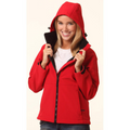 ASPEN Women's Soft Shell Hooded Jacket, featuring a weather-resistant outer shell, integrated hood for extra protection, and a soft fleece lining with a contoured feminine fit.
