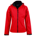 ASPEN Womens Soft Shell Hooded Jacket Red Black 1 WS-JK34 Blank Clothing
