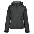 ASPEN Womens Soft Shell Hooded Jacket Marl Charcoal 1 WS-JK34 Blank Clothing