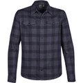 Men's Cotton-Blend Snap-Front Plaid Shirt | Navy Plaid
