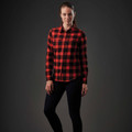 Women's Cotton-Blend Snap-Front Plaid Shirt