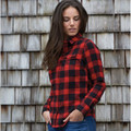 Women's Cotton-Blend Snap-Front Plaid Shirt