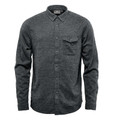 Charcoal marl long sleeve flannel shirt with button placket, point collar, and flap chest pocket