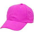Bright fuchsia pink structured baseball cap with six panels and curved brim on white background
