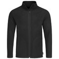 Black men's full-zip microfleece jacket with stand collar and side zip pockets