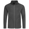 Slate grey men's full-zip microfleece jacket with stand collar and two lower hand pockets