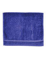 Royal blue cotton terry velour golf towel with dobby hem border displayed flat