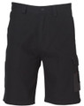 Black cotton canvas cargo shorts with side cargo pocket and button waist closure