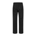 Black 4-way stretch trackpants with elasticated waistband, straight leg cut, flat back packshot
