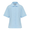 Short Sleeve Blouse with Peter Pan Collar - Light Blue