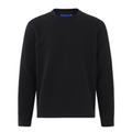 Plain EAGLE cotton-rich sloppy joe sweater (pullover) in black, featuring a crew neck and brushed fleece interior, ideal for customization or casual wear.