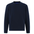 Plain EAGLE cotton-rich sloppy joe sweater (pullover) in navy, featuring a crew neck and brushed fleece interior, ideal for customization or casual wear.