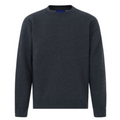 Plain EAGLE cotton-rich sloppy joe sweater (pullover) in marl charcoal, featuring a crew neck and brushed fleece interior, ideal for customization or casual wear.