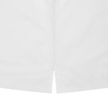 White no-iron blouse hem detail showing clean side split vent on smooth fabric