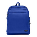 Royal blue school backpack with multiple zip compartments, side zip pocket, and top carry handle