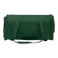 Forest green nylon sports duffel bag with dual carry handles, shoulder strap, and side zip pockets