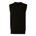 Black EARNEST Men's Merino Wool Vest, a luxurious, warm knit pullover vest ideal for corporate uniform, business wear, or layering.