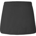 Charcoal grey A-line sport skort with elastic waistband and smooth stretch fabric, flat lay packshot
