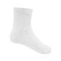 White quarter crew ankle sock with ribbed cuff and textured heel and toe panels